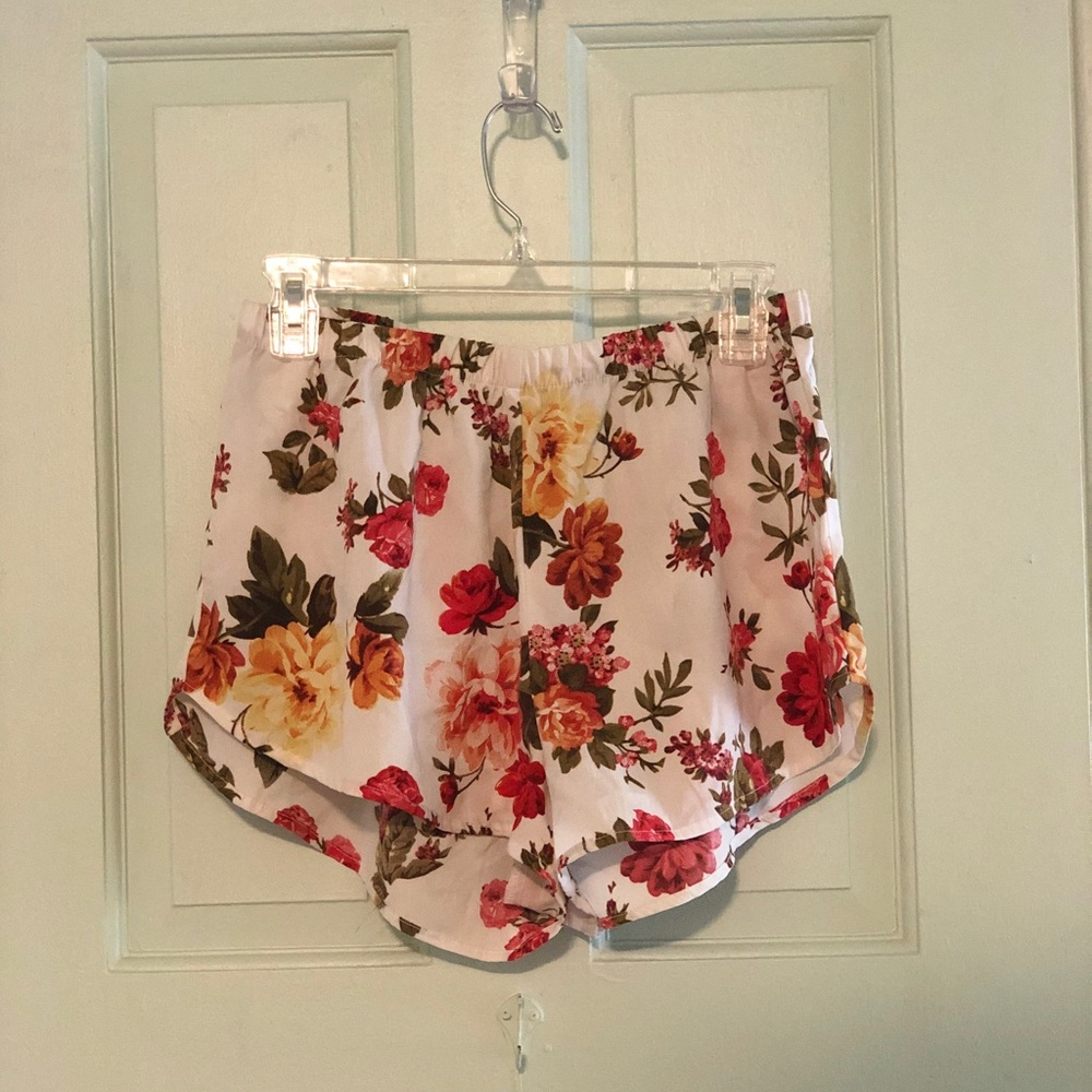 White and Floral Summer Shorts